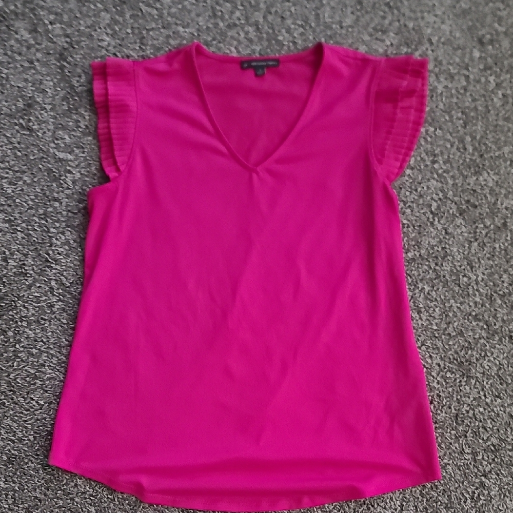 Adrianna Papell Hot Pink V-Neck Flutter Sleeve Blouse